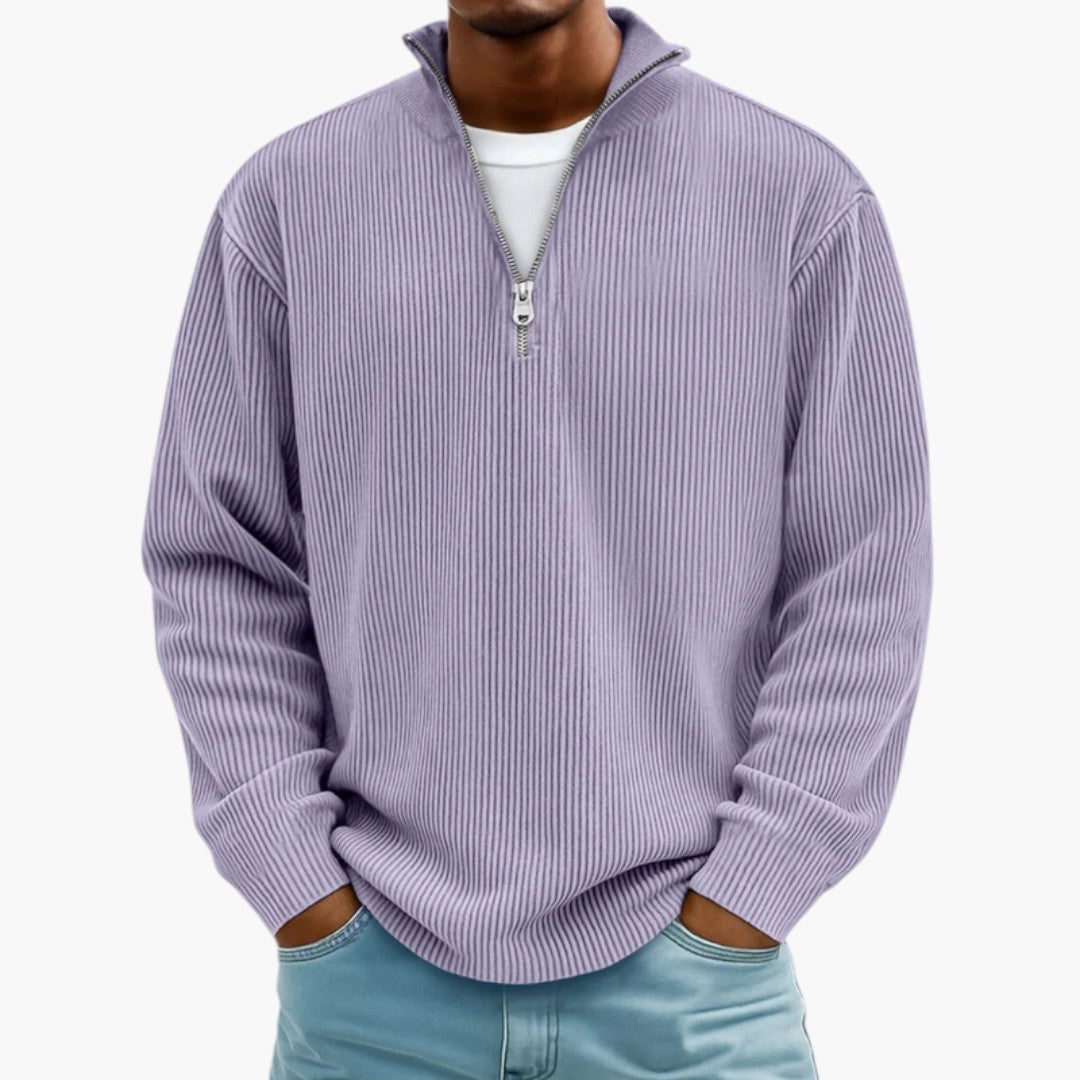 Maglione Uomo con Collo con Zip e Superficie Costellata