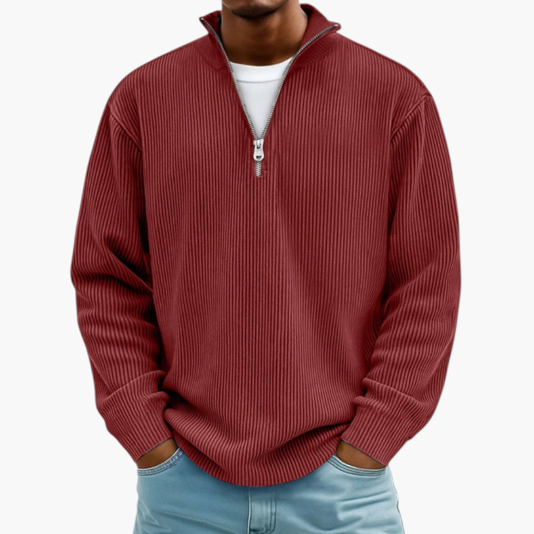 Maglione Uomo con Collo con Zip e Superficie Costellata