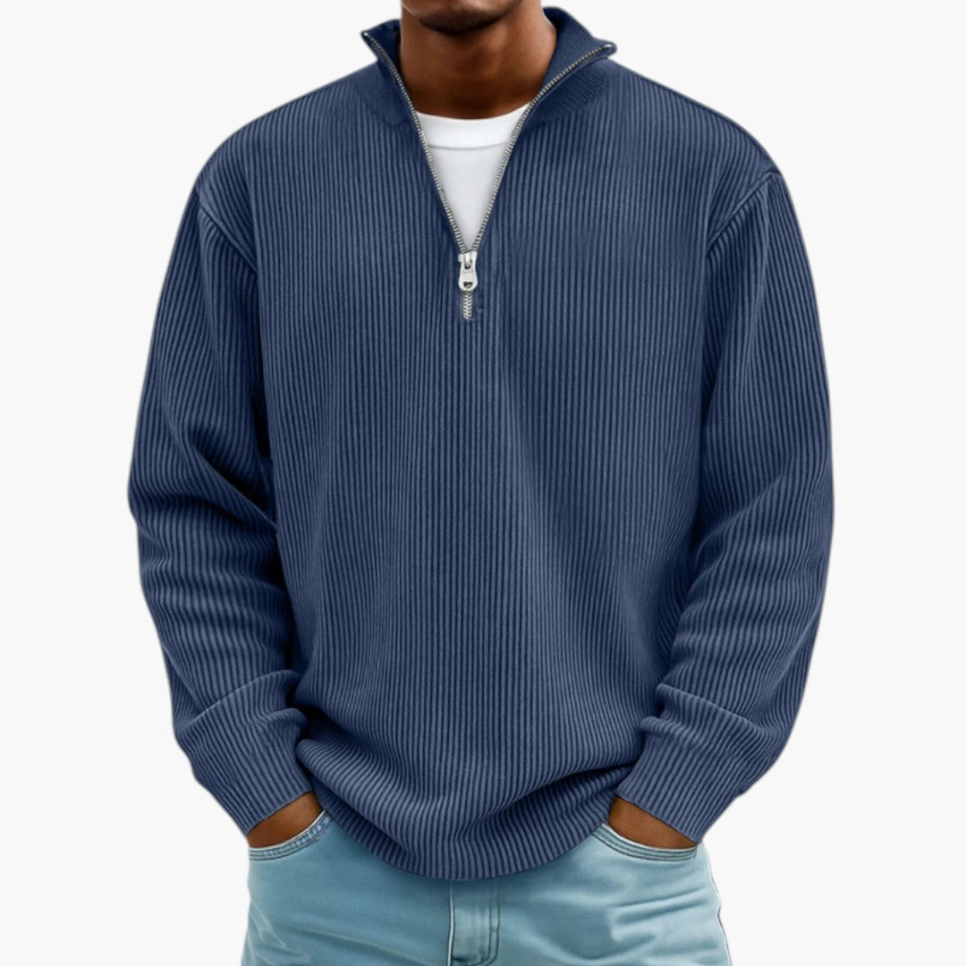 Maglione Uomo con Collo con Zip e Superficie Costellata