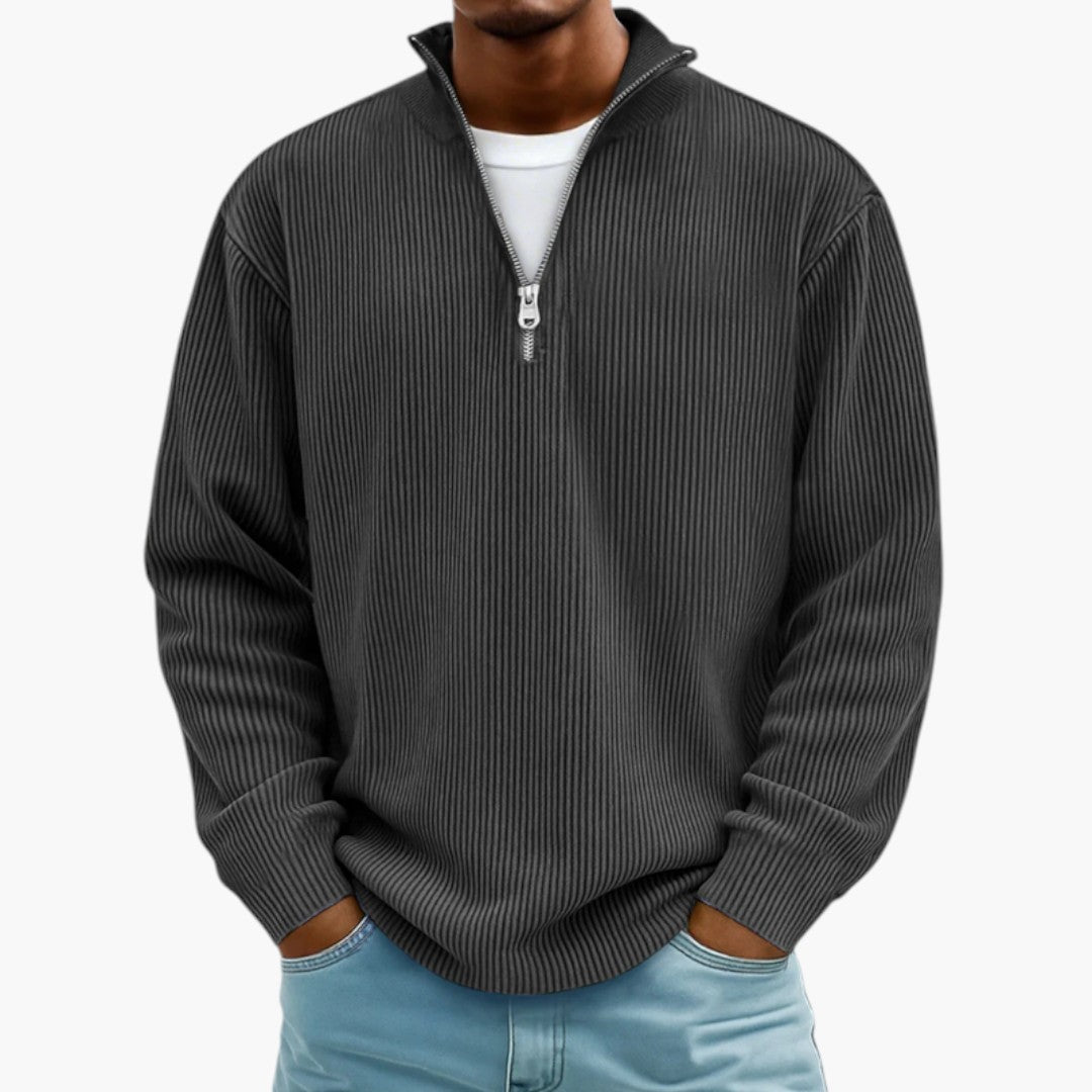 Maglione Uomo con Collo con Zip e Superficie Costellata