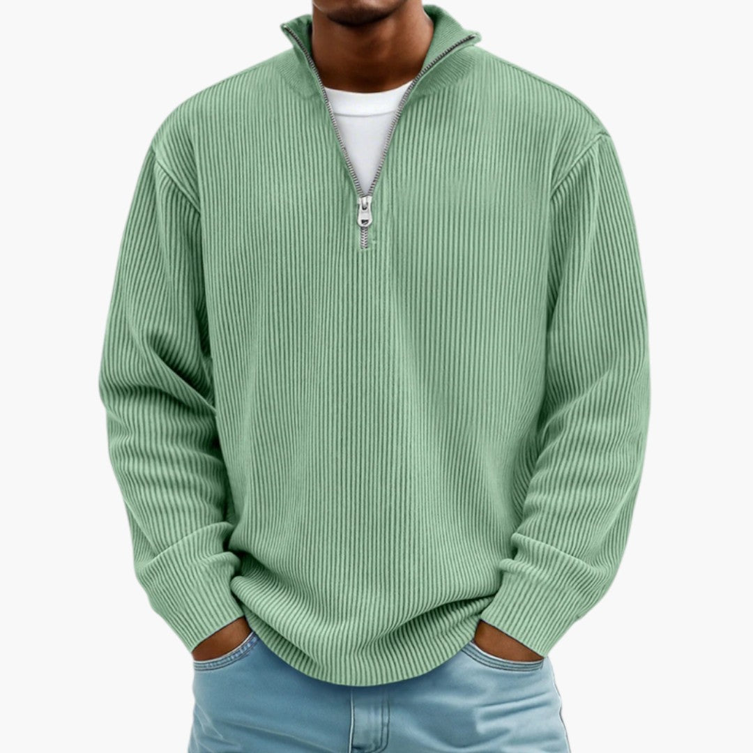 Maglione Uomo con Collo con Zip e Superficie Costellata