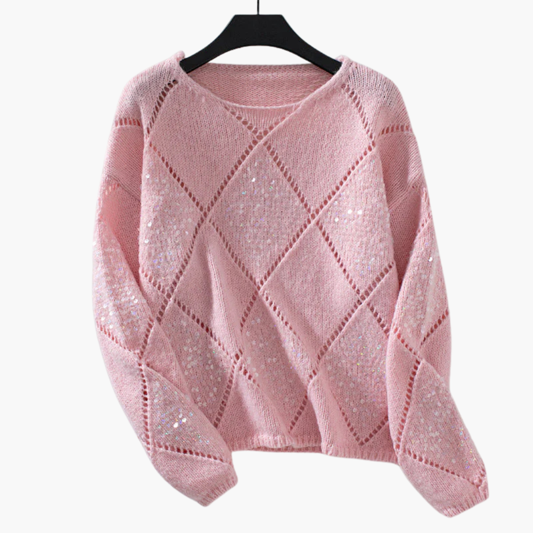 Pull pour femme avec motif tricoté et détails en strass