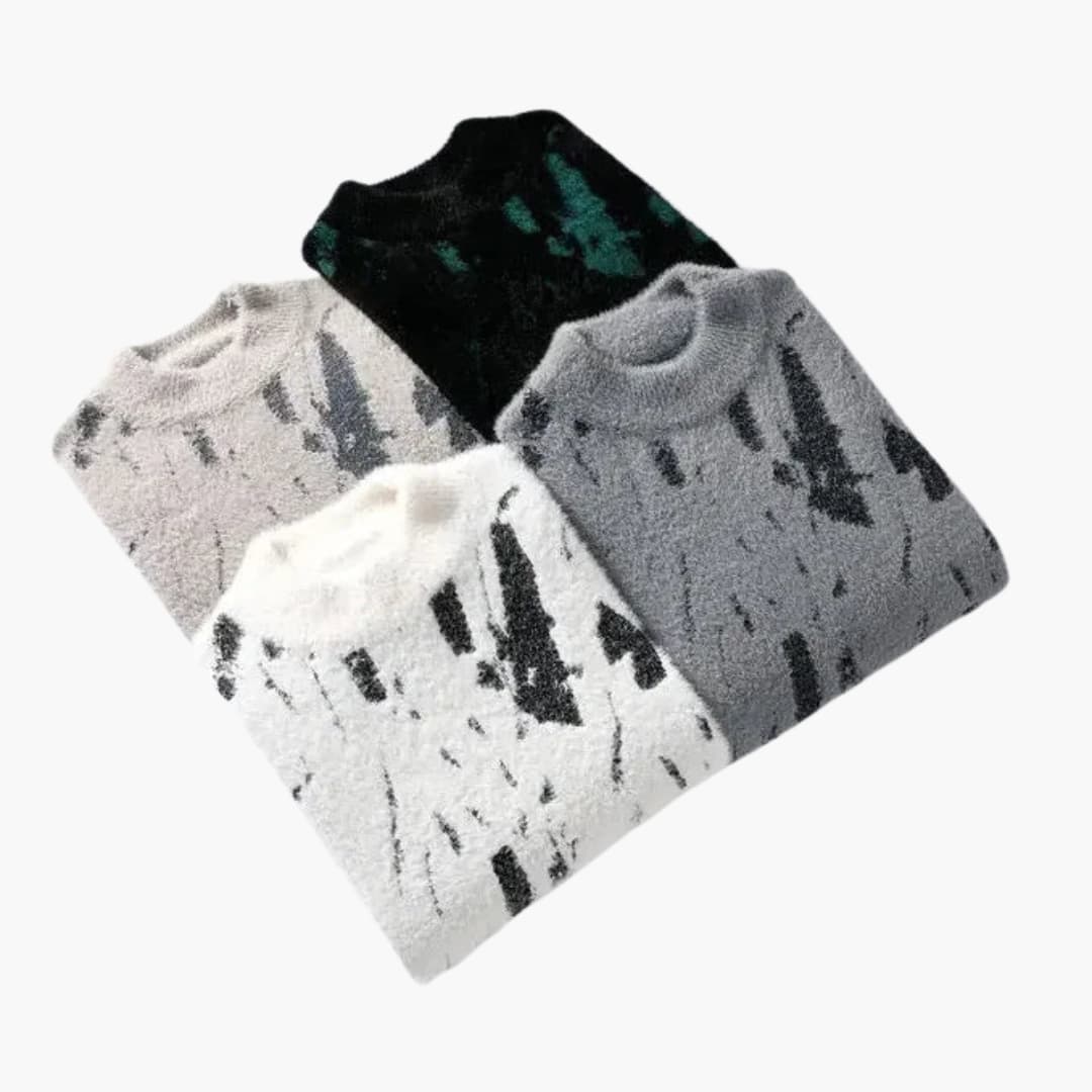 Pull de créateur pour homme avec imprimé abstrait et poignets côtelés