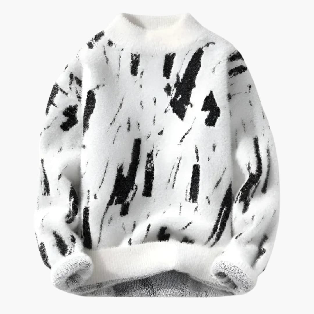 Pull de créateur pour homme avec imprimé abstrait et poignets côtelés