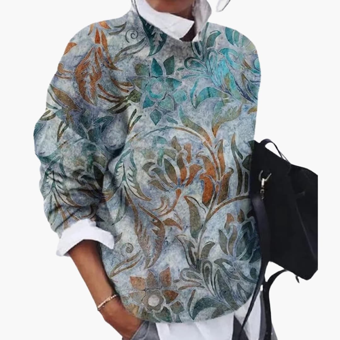 Jersey de punto para mujer con cuello redondo y motivo geométrico