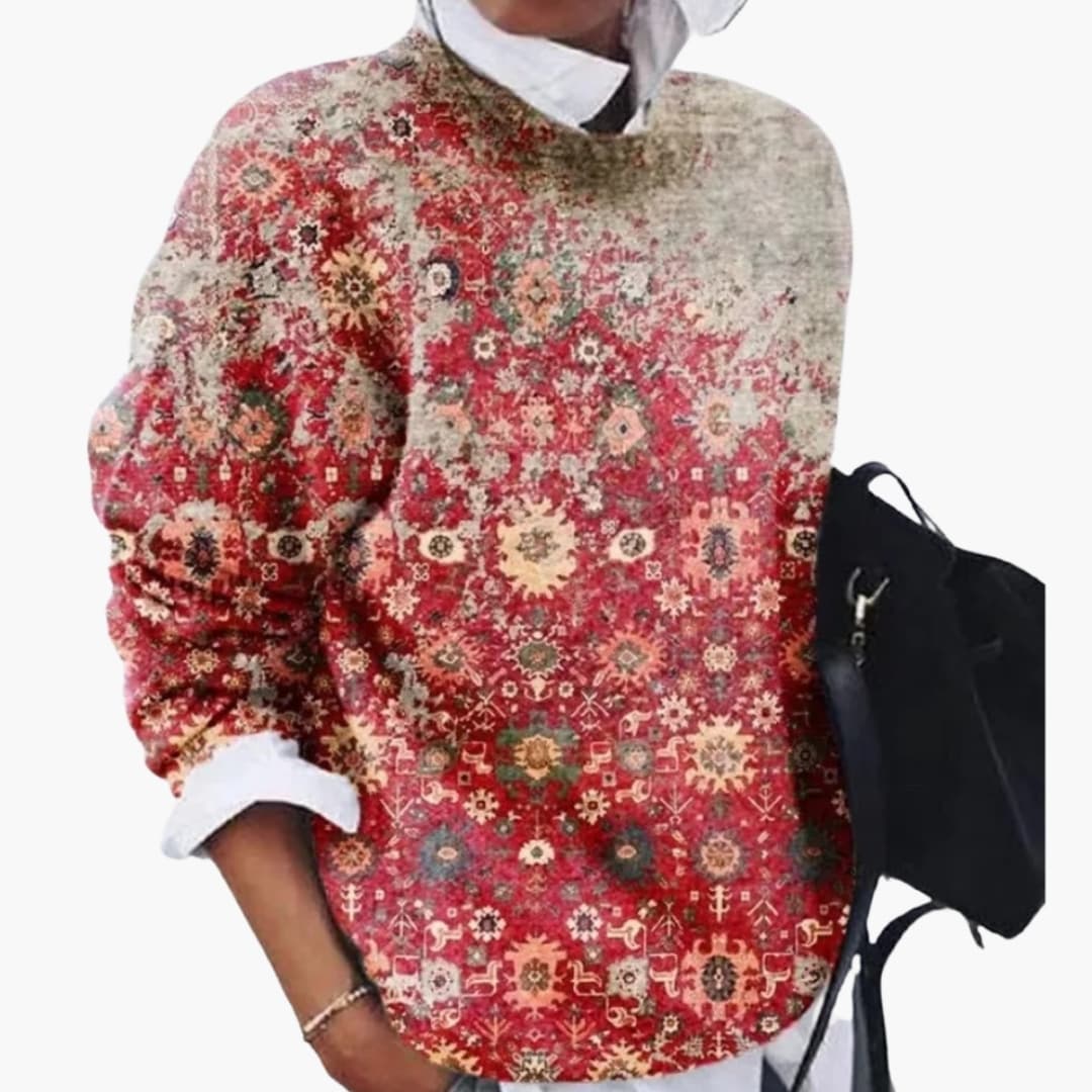 Jersey de punto para mujer con cuello redondo y motivo geométrico