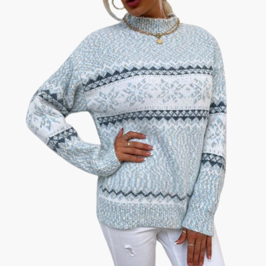 Sweter z dzianiny jacquard dla kobiet z golfem