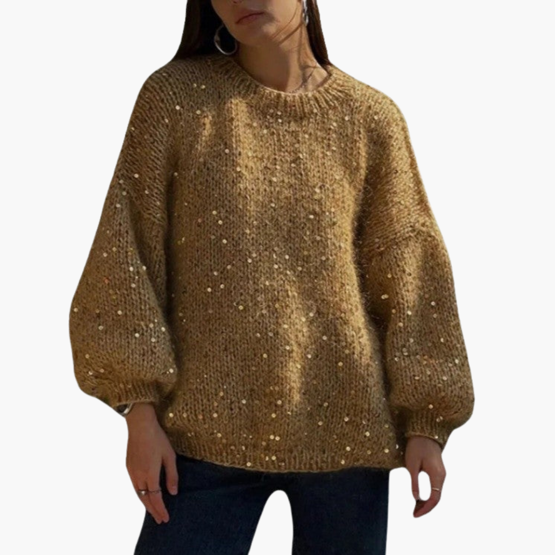 Sweter damski z dzianiny z szerokimi rękawami i wzorzystą powierzchnią