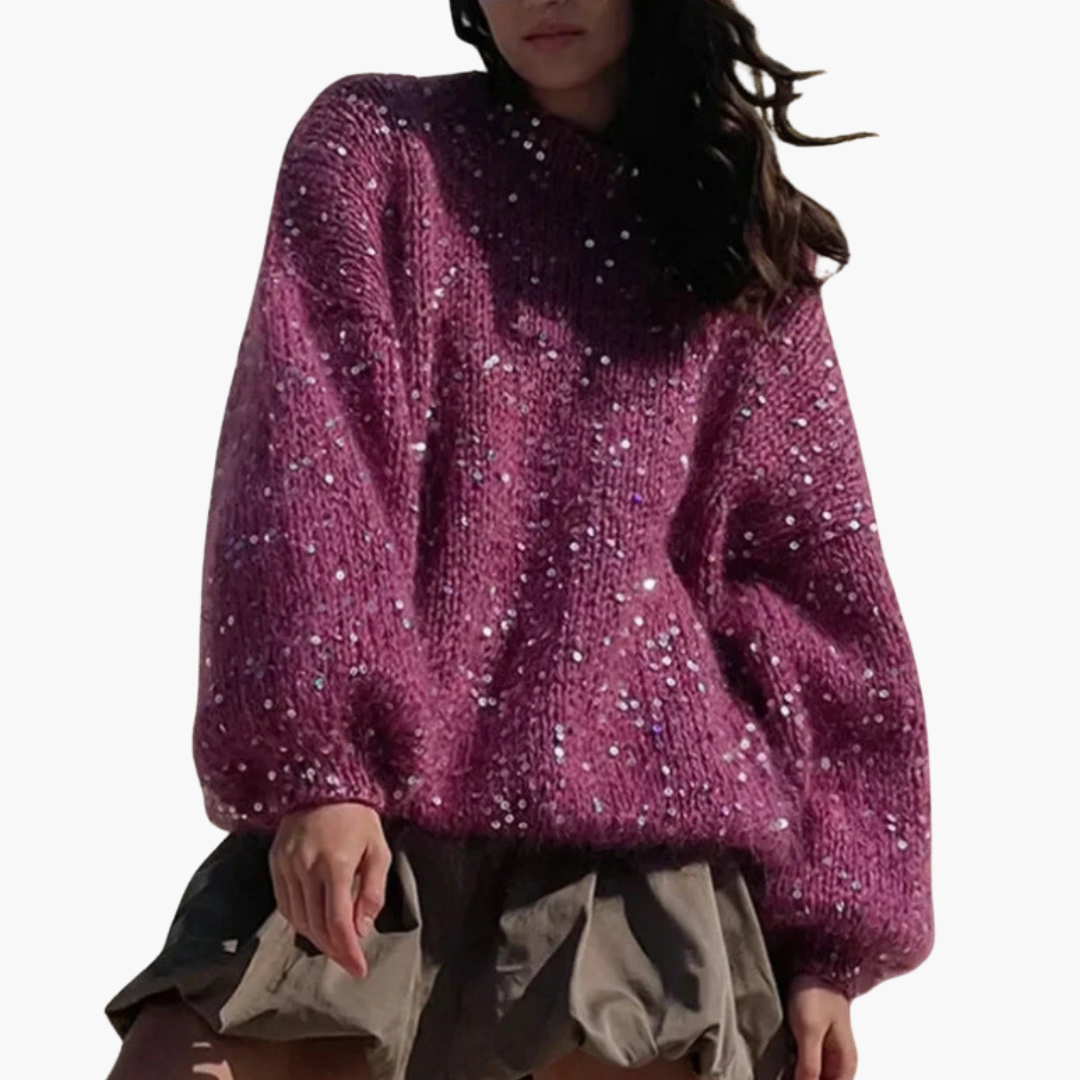 Sweter damski z dzianiny z szerokimi rękawami i wzorzystą powierzchnią