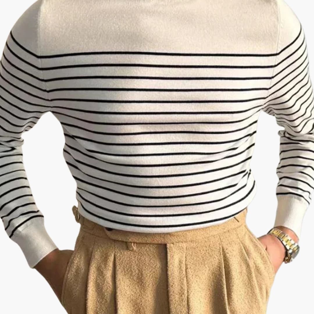 Pull en maille rayé pour homme à col rond