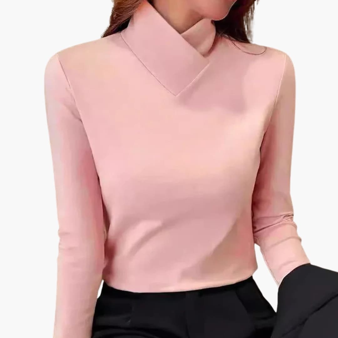 Pull femme à col croisé et manches longues