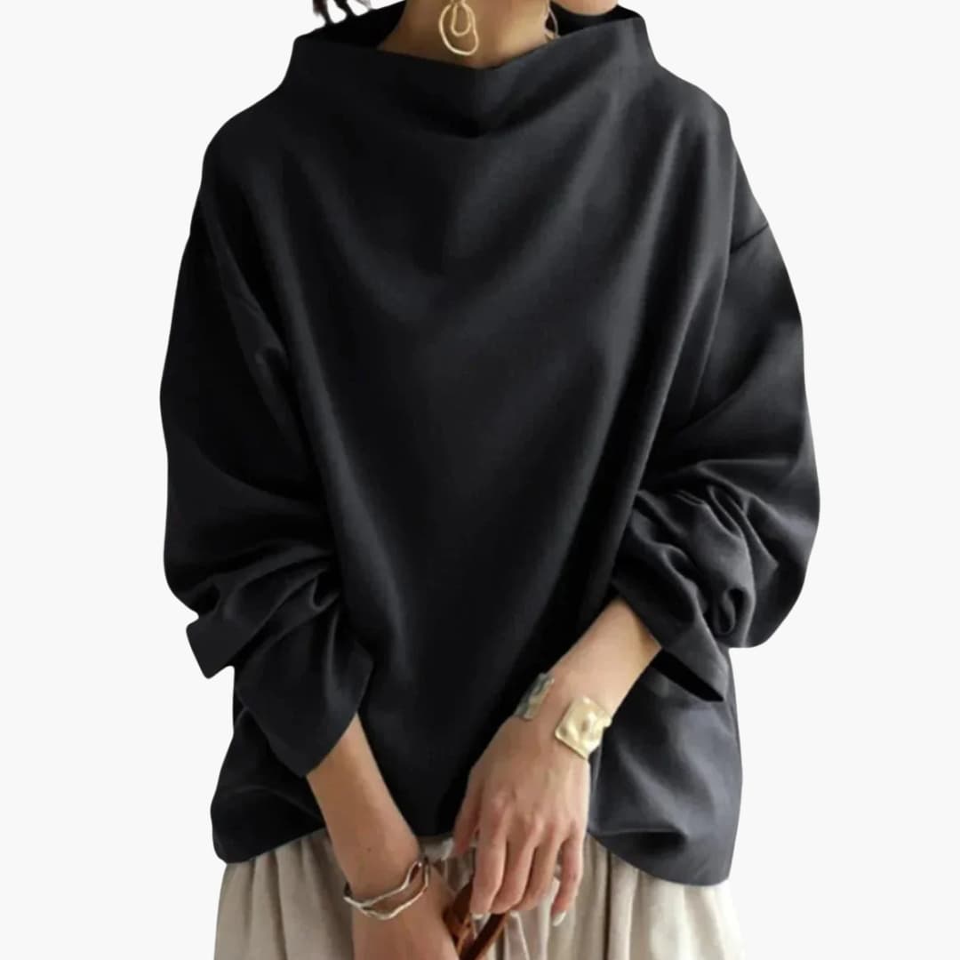 Pull femme à col large et ourlet droit