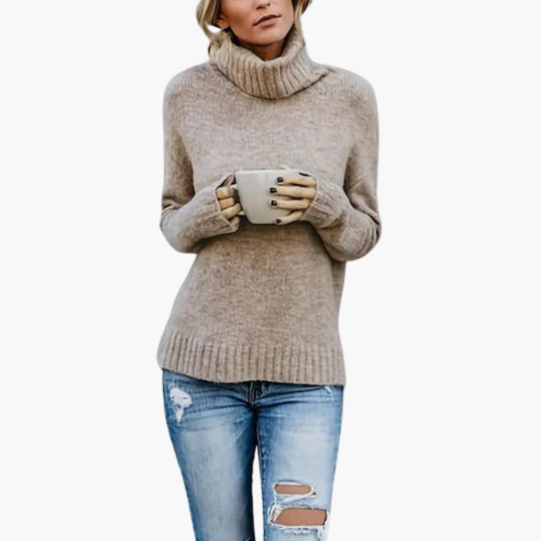 Pull femme avec col roulé et manches longues