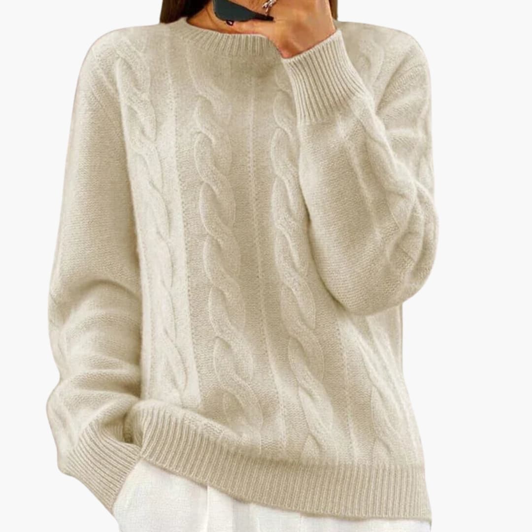 Pull femme avec col rond et surface lisse