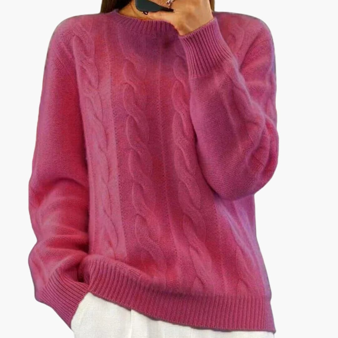 Pull femme avec col rond et surface lisse