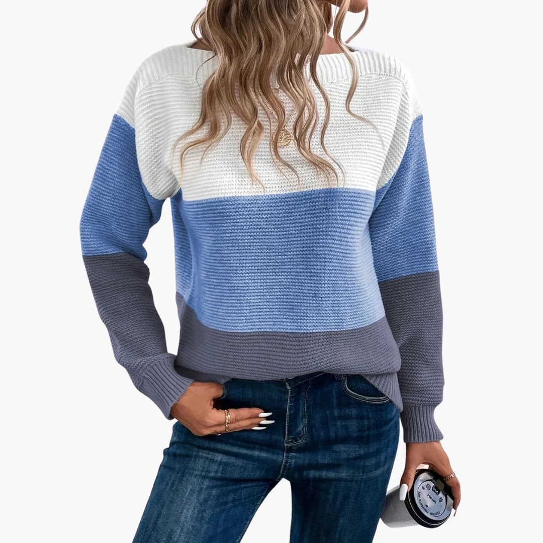 Pull femme avec col rond et surface tricotée