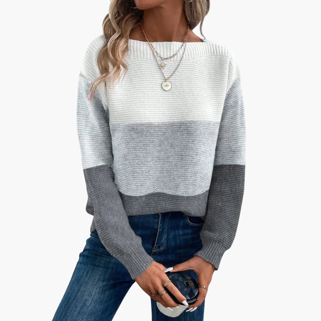 Pull femme avec col rond et surface tricotée