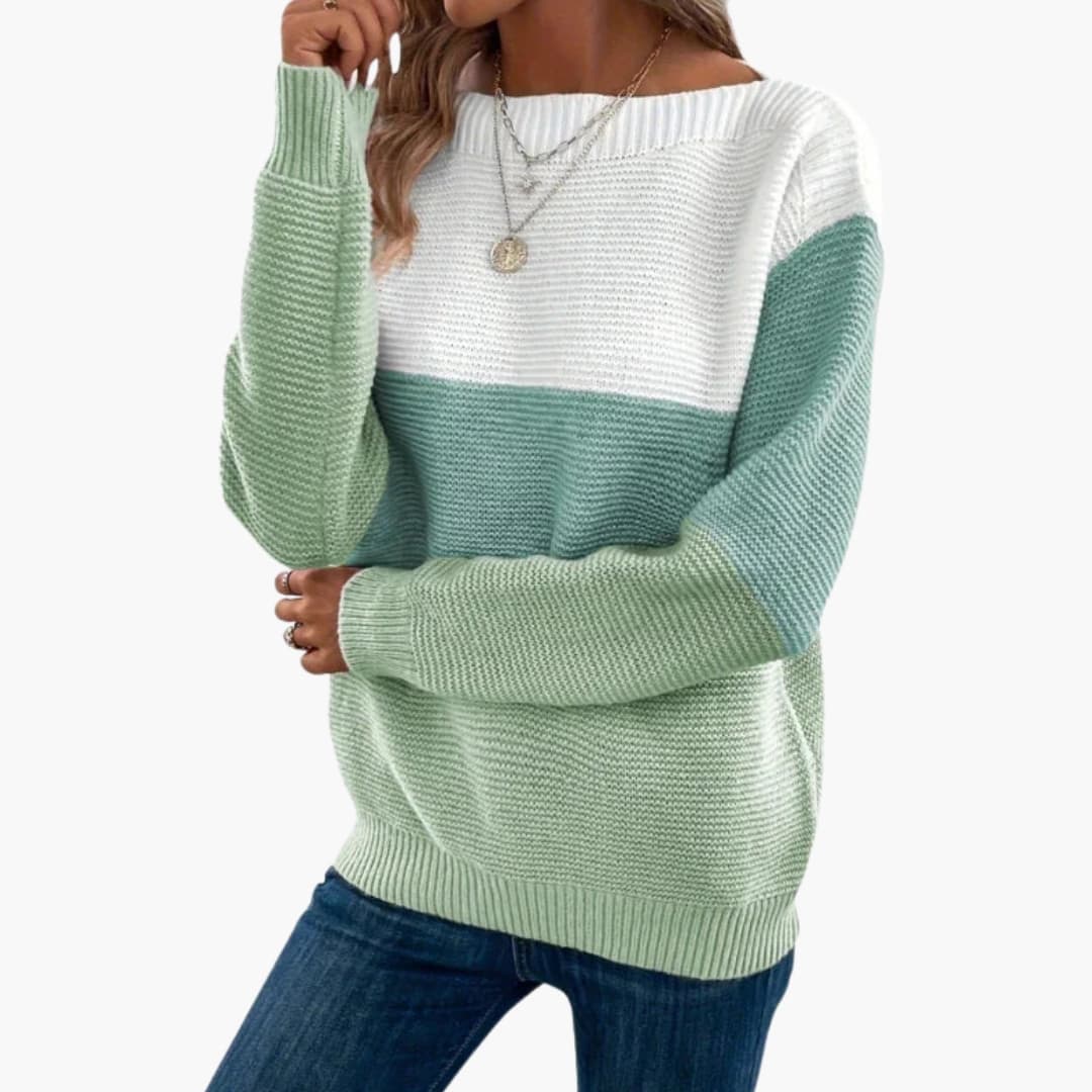 Pull femme avec col rond et surface tricotée