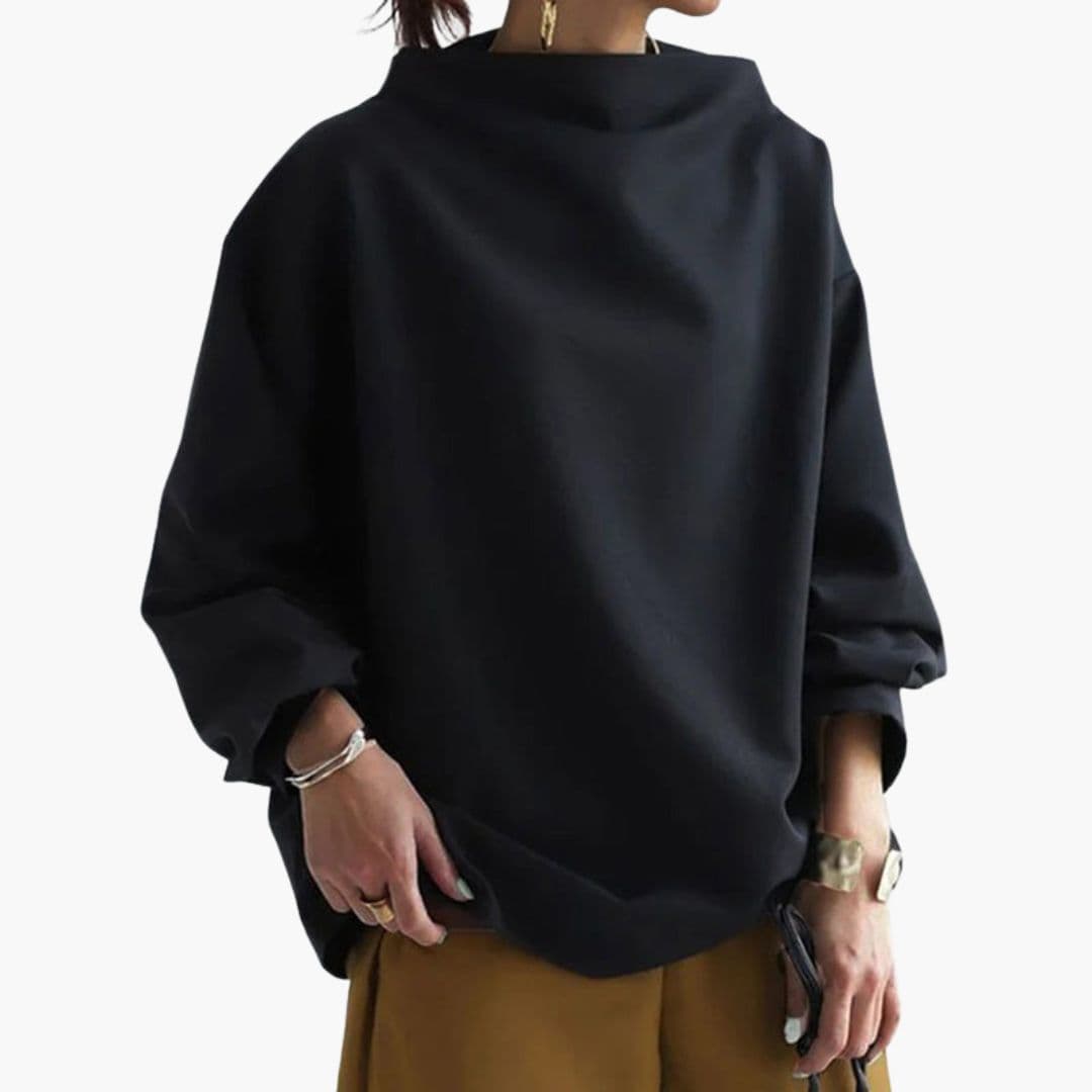 Camisola de mulher com decote barco e mangas compridas