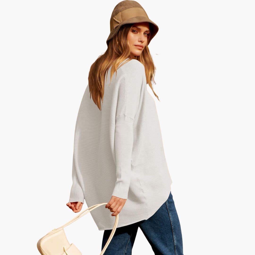 Maglia donna con scollo a barca e maniche lunghe
