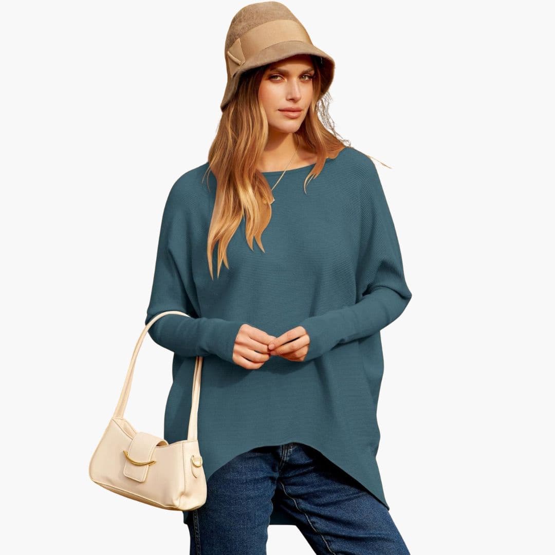 Maglia donna con scollo a barca e maniche lunghe