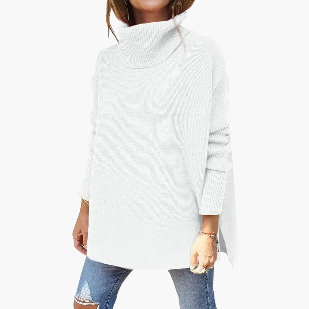 Pull femme en maille avec col roulé