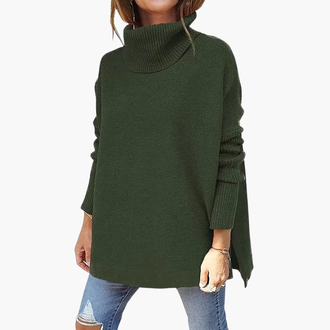 Pull femme en maille avec col roulé