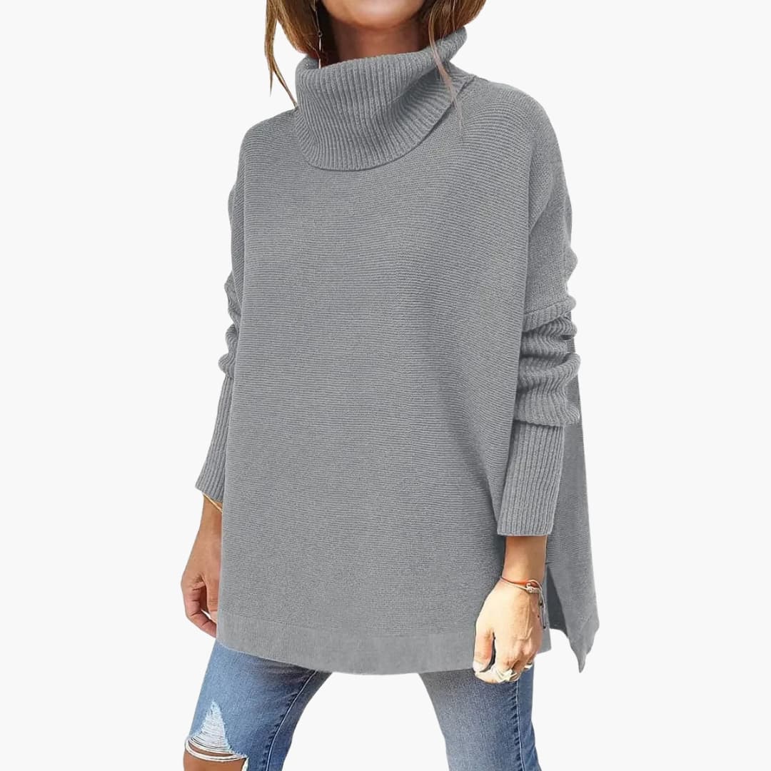 Pull femme en maille avec col roulé