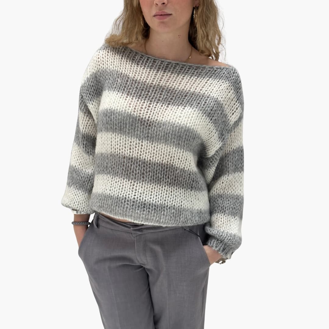 Oversize damski sweter w paski