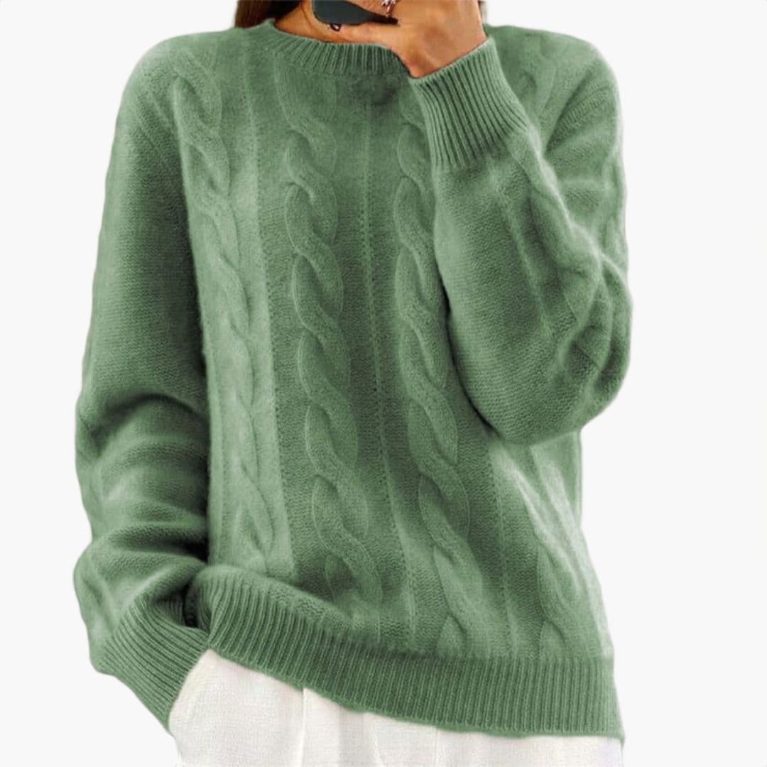 Pull femme torsadé à col rond
