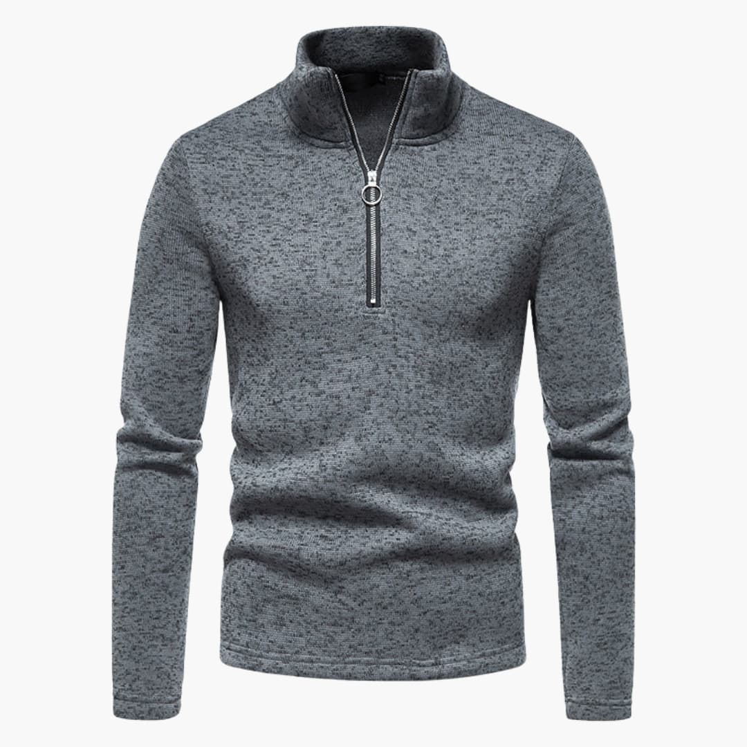 Pull homme avec col montant et fermeture zippée