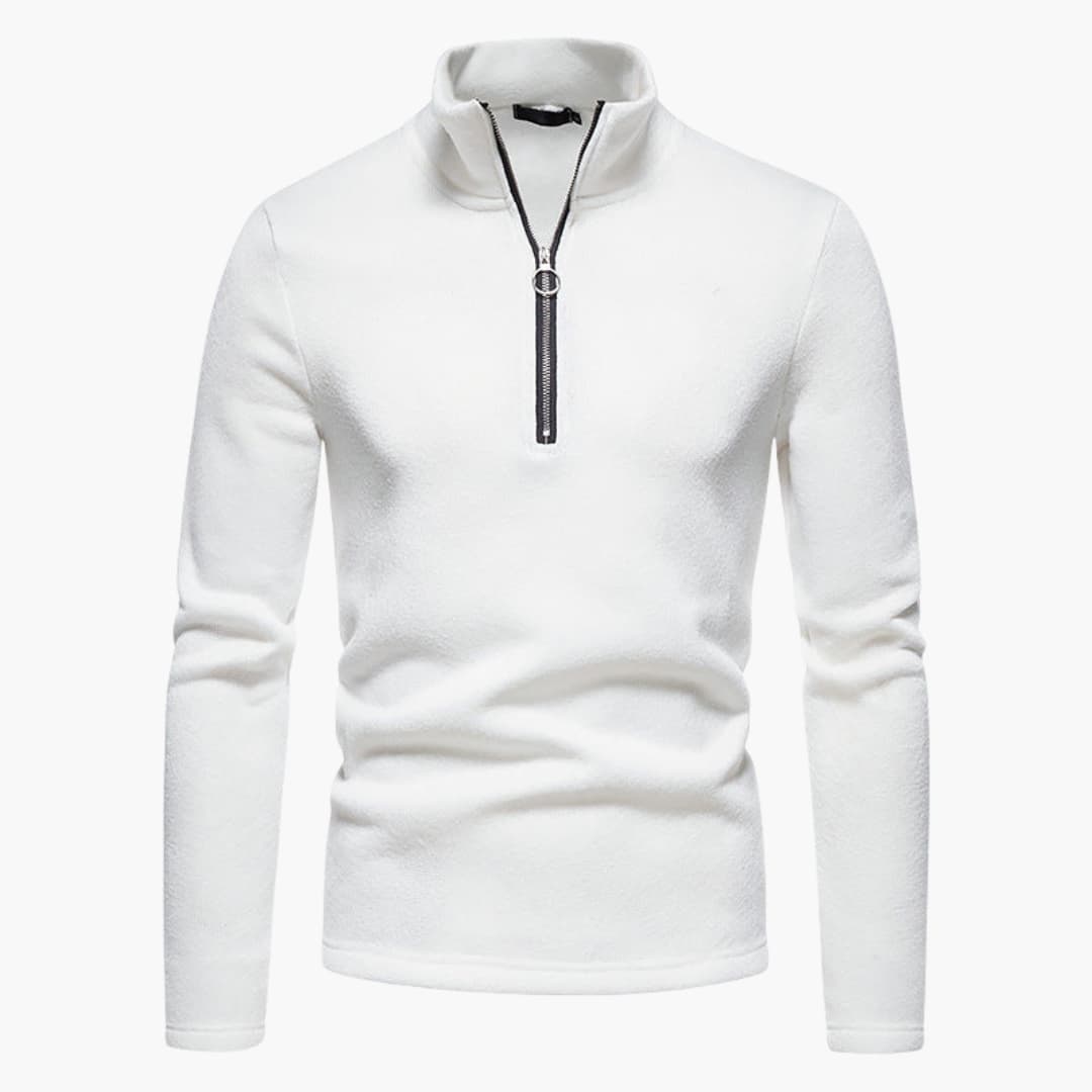 Pull homme avec col montant et fermeture zippée