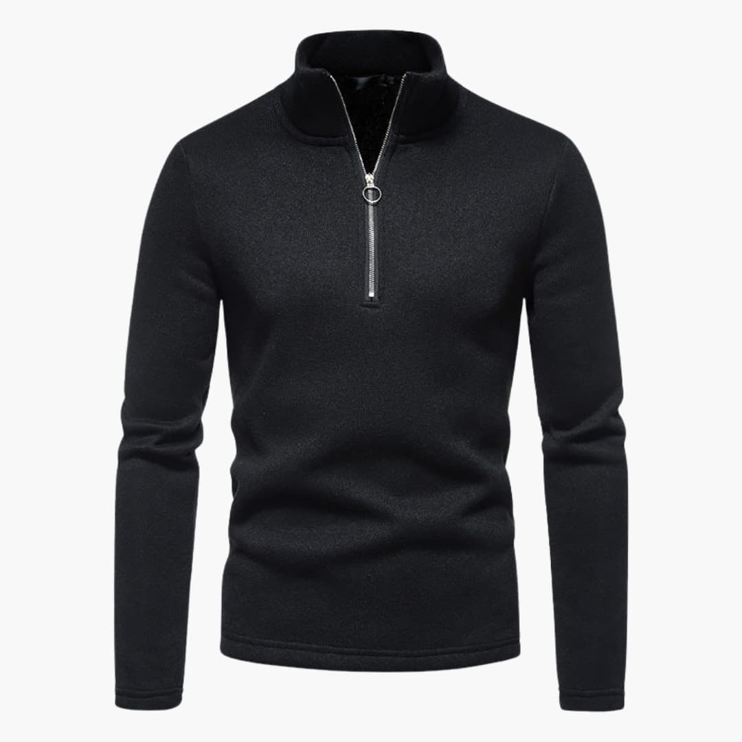 Pull homme avec col montant et fermeture zippée