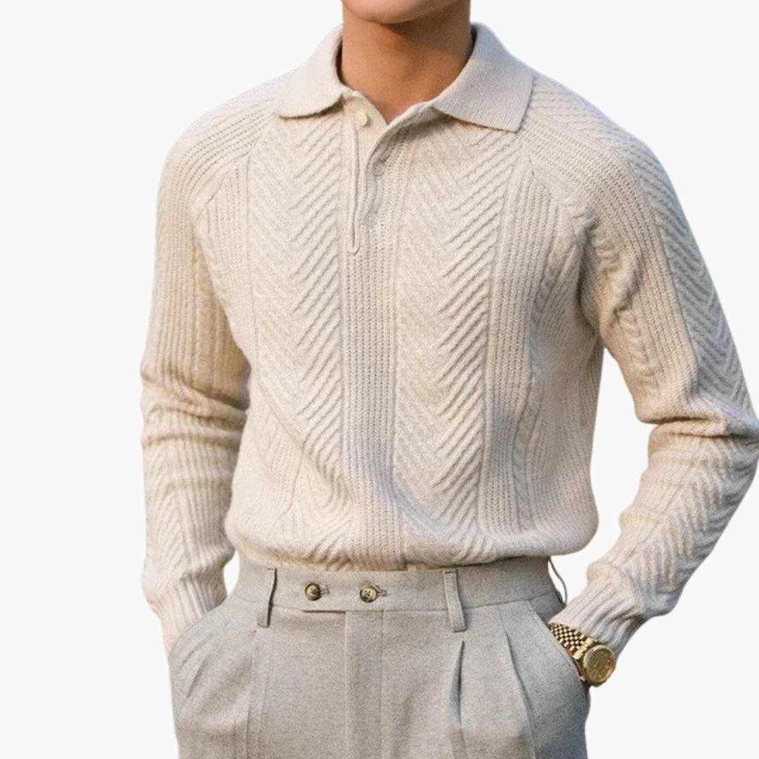 Maglione da uomo in maglia con collo e motivo strutturato