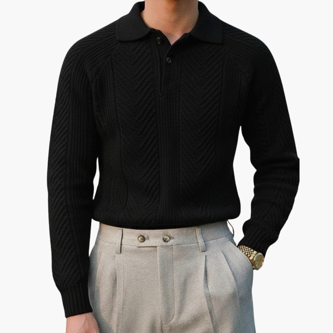 Maglione da uomo in maglia con collo e motivo strutturato