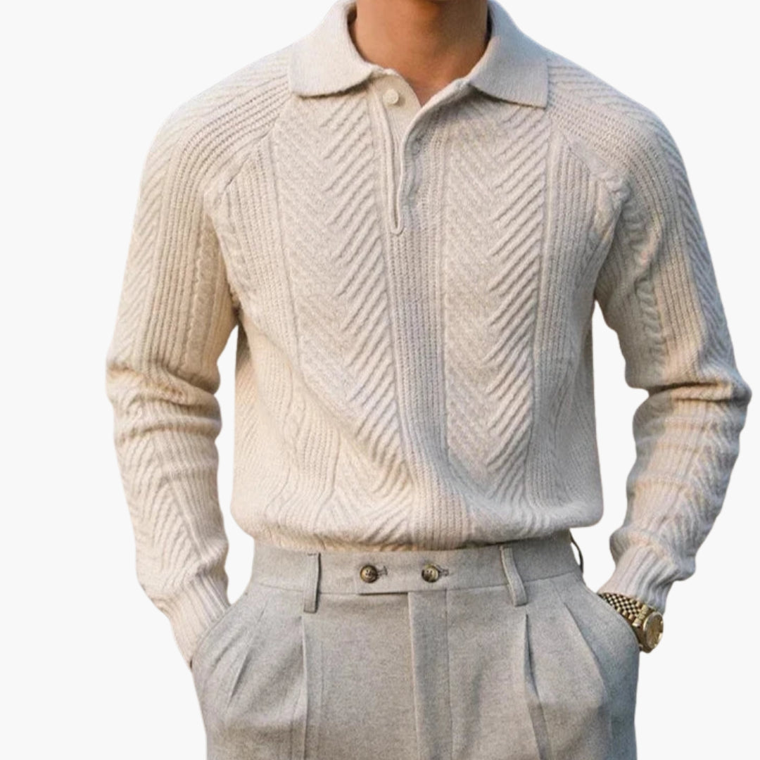 Maglione da uomo in maglia con collo e motivo strutturato