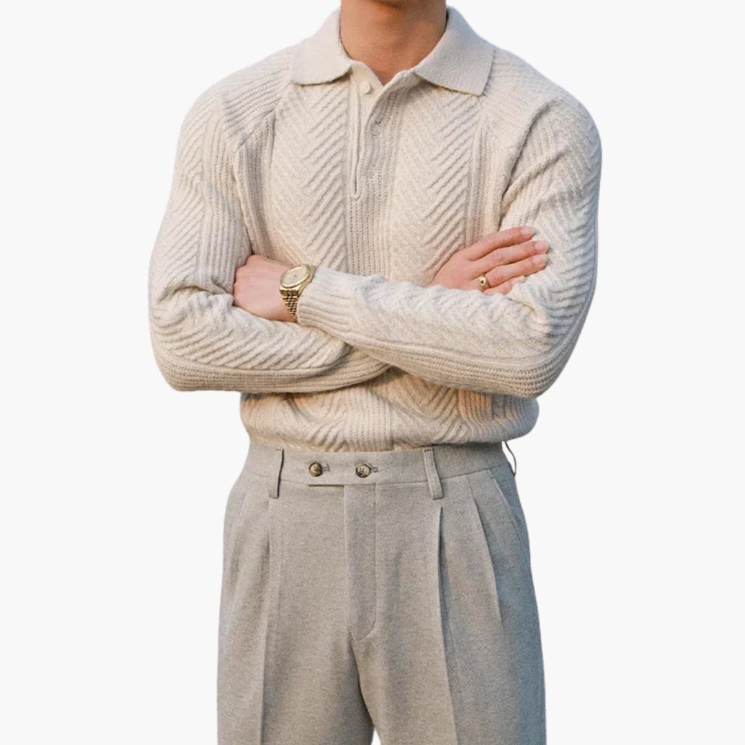 Maglione da uomo in maglia con collo e motivo strutturato