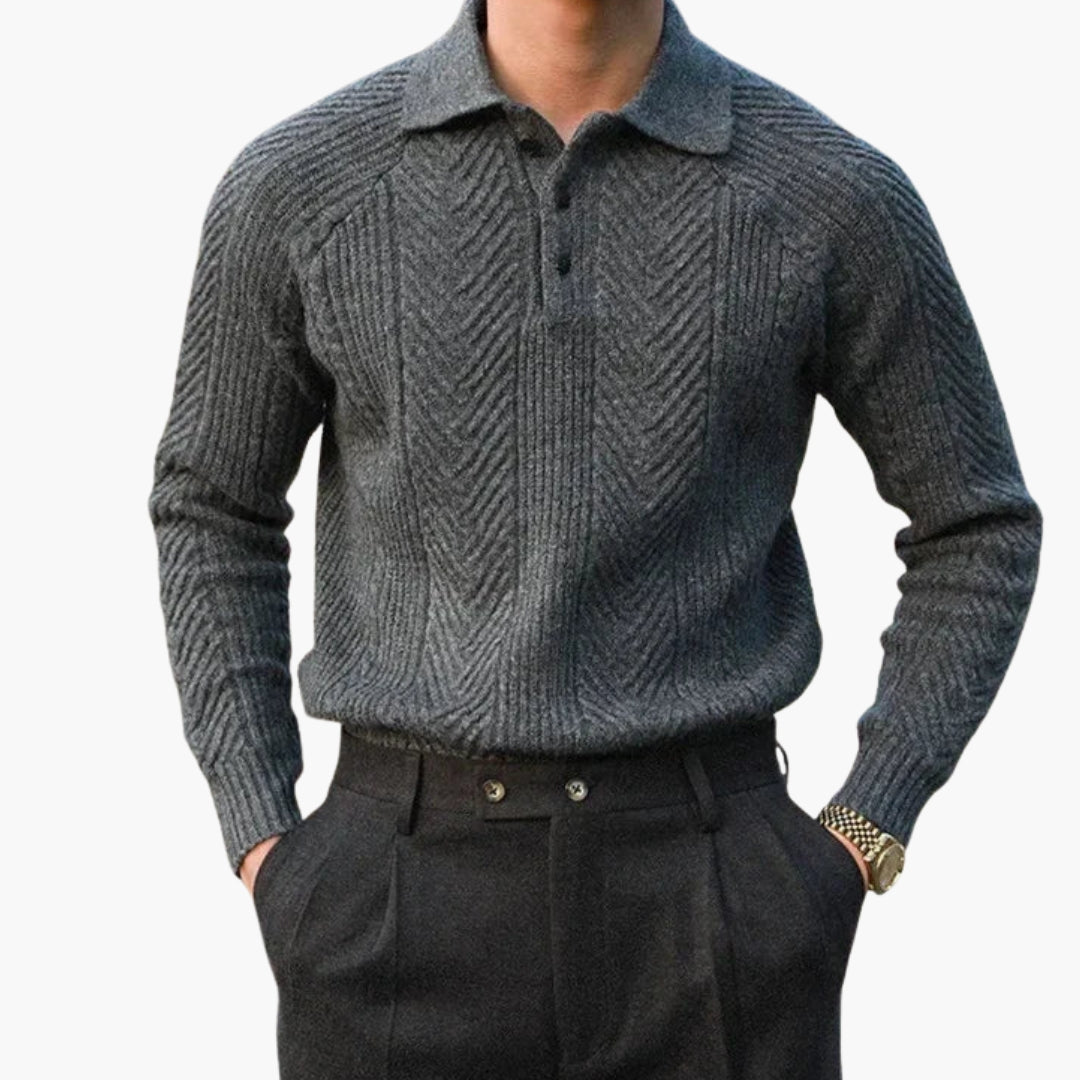 Maglione da uomo in maglia con collo e motivo strutturato