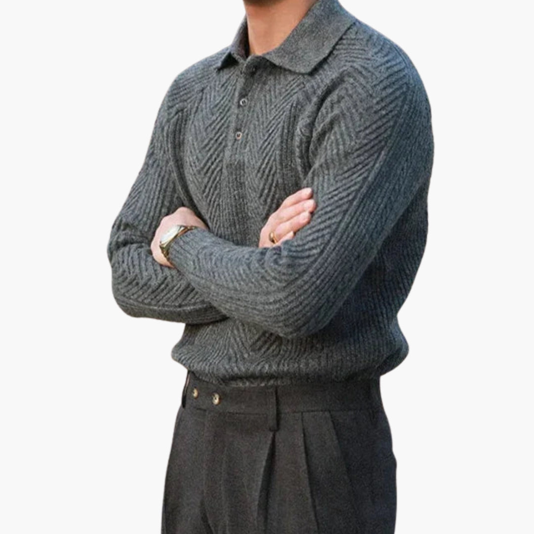 Maglione da uomo in maglia con collo e motivo strutturato
