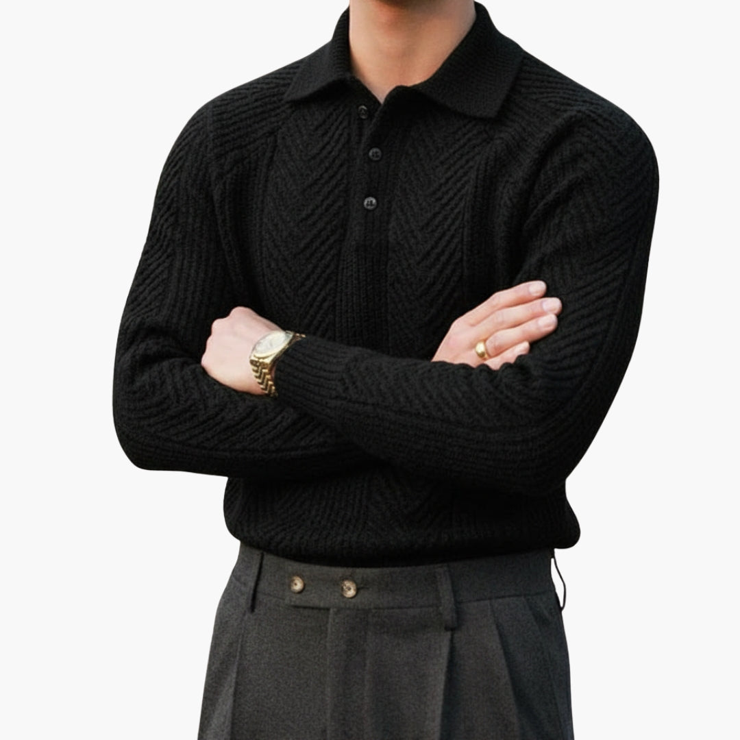 Maglione da uomo in maglia con collo e motivo strutturato
