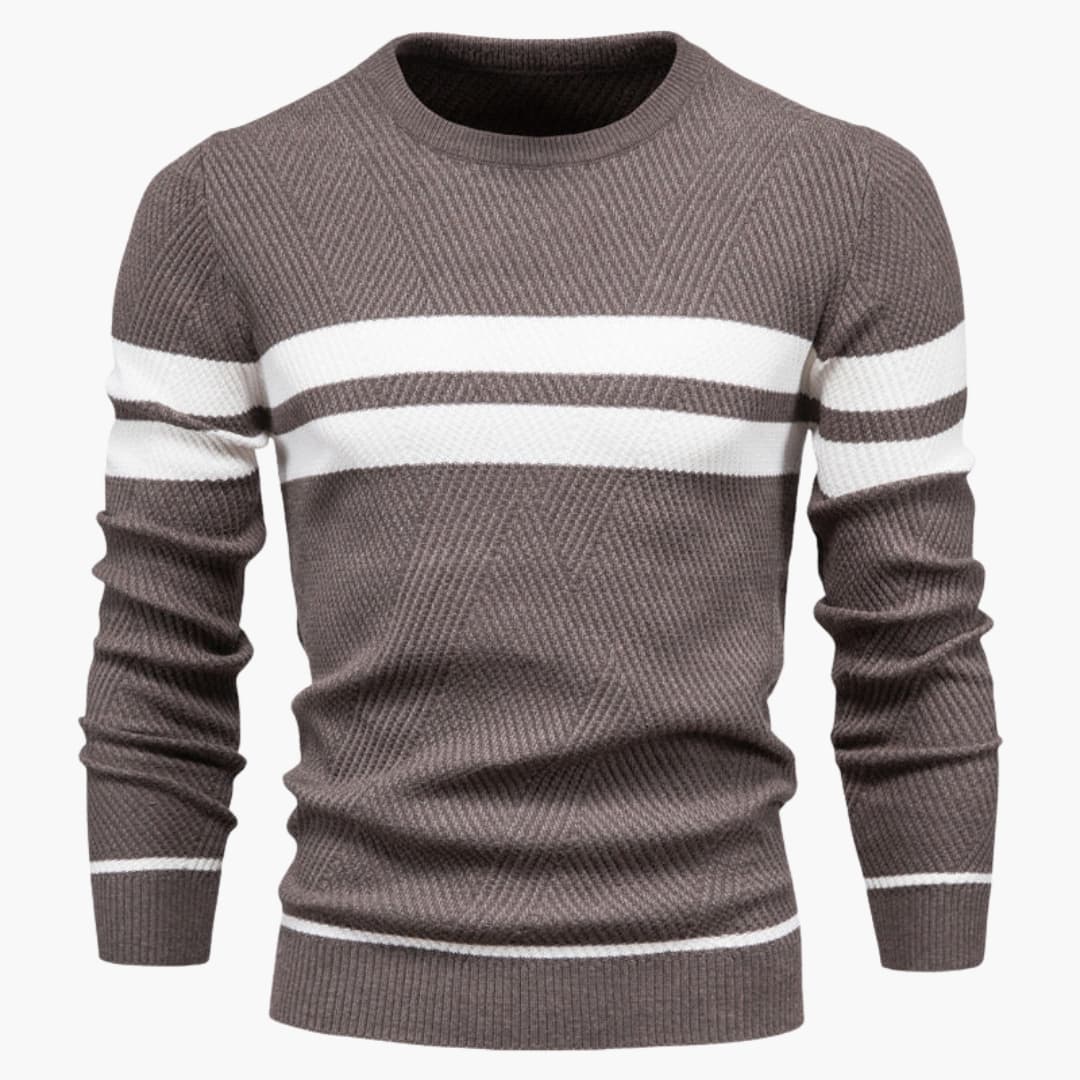 Stribet rundhalset sweater til mænd