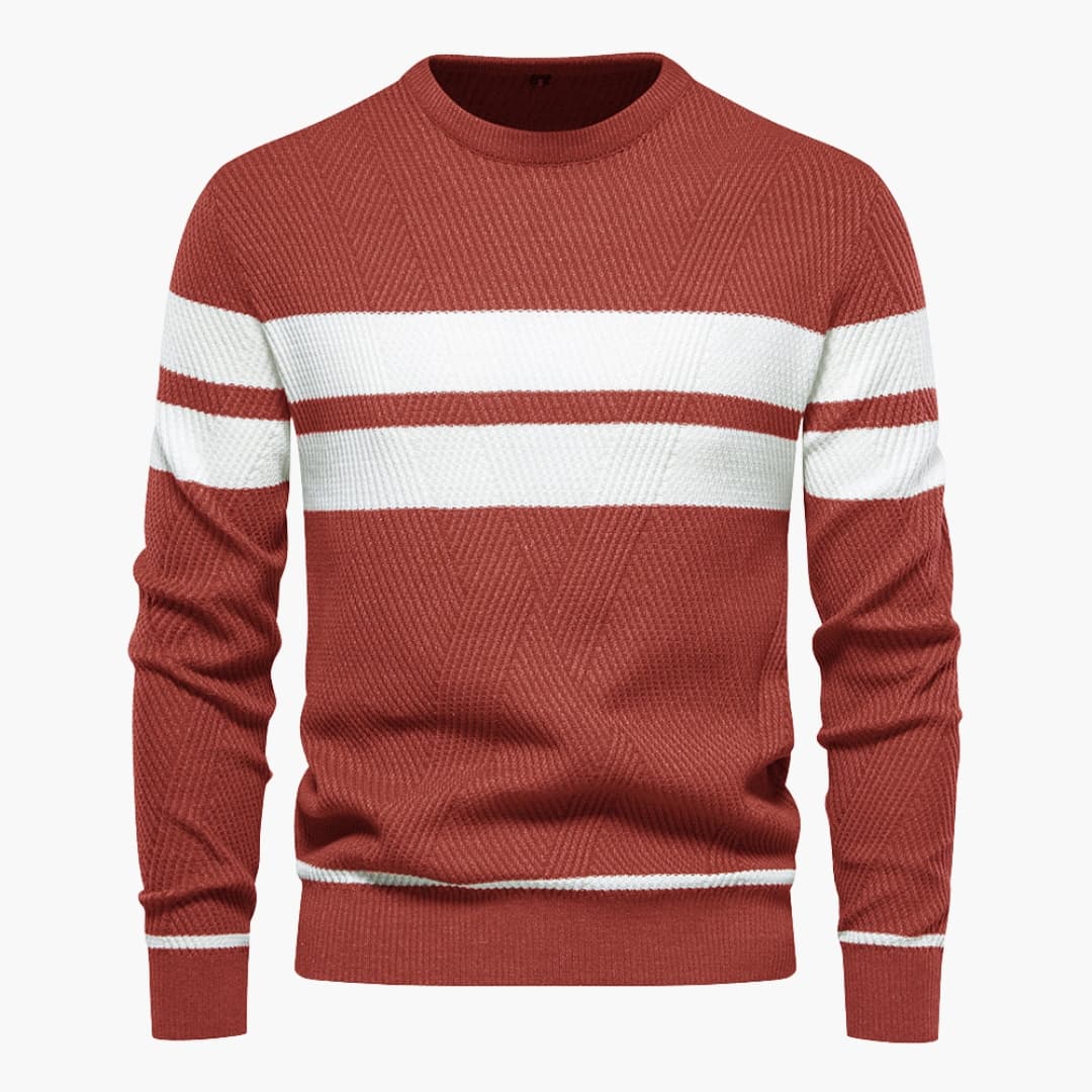 Stribet rundhalset sweater til mænd