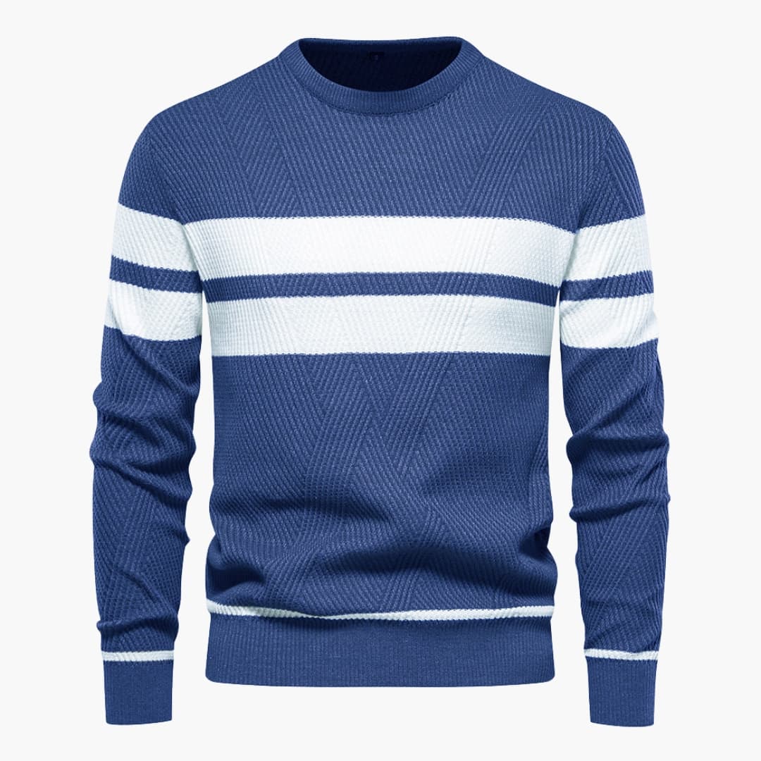 Stribet rundhalset sweater til mænd