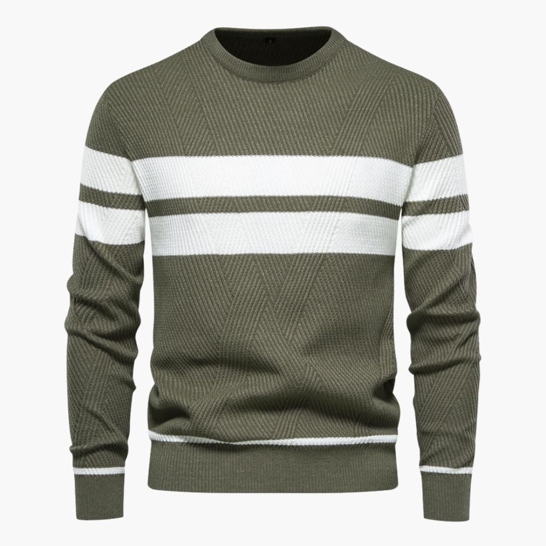 Stribet rundhalset sweater til mænd