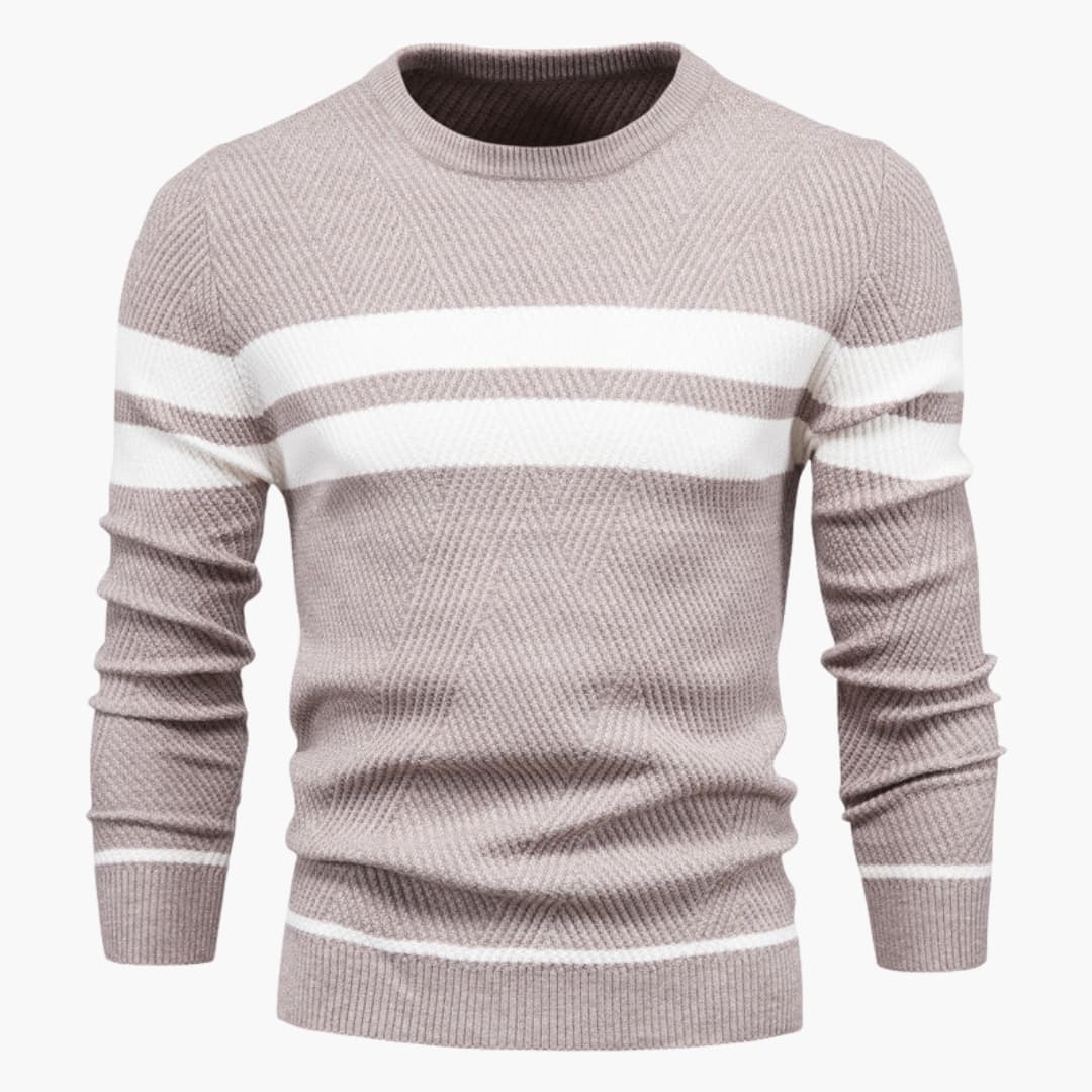 Stribet rundhalset sweater til mænd