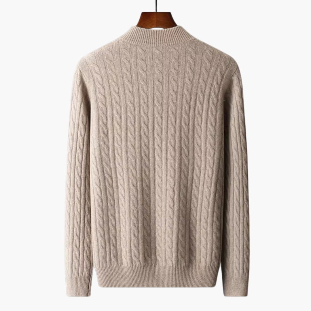 Pull homme torsadé avec demi fermeture zippée