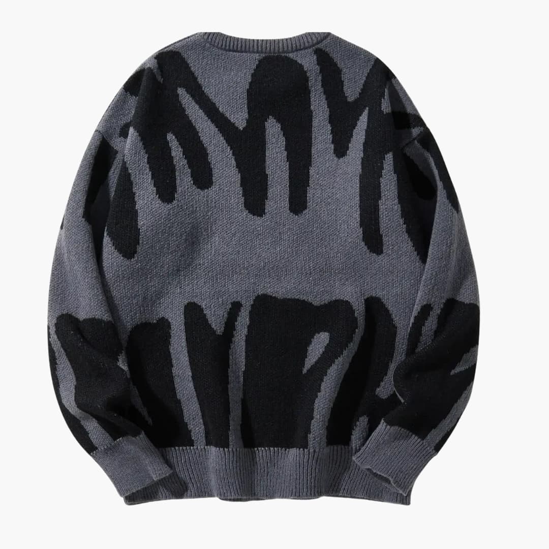 Pull pour homme avec imprimé abstrait et poignets côtelés