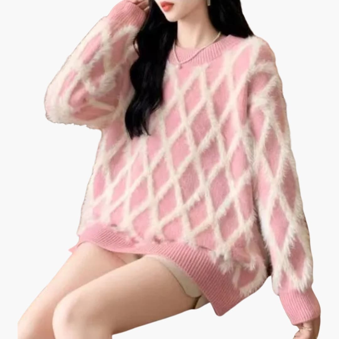 Pull rose for women to slip on with diamond pattern