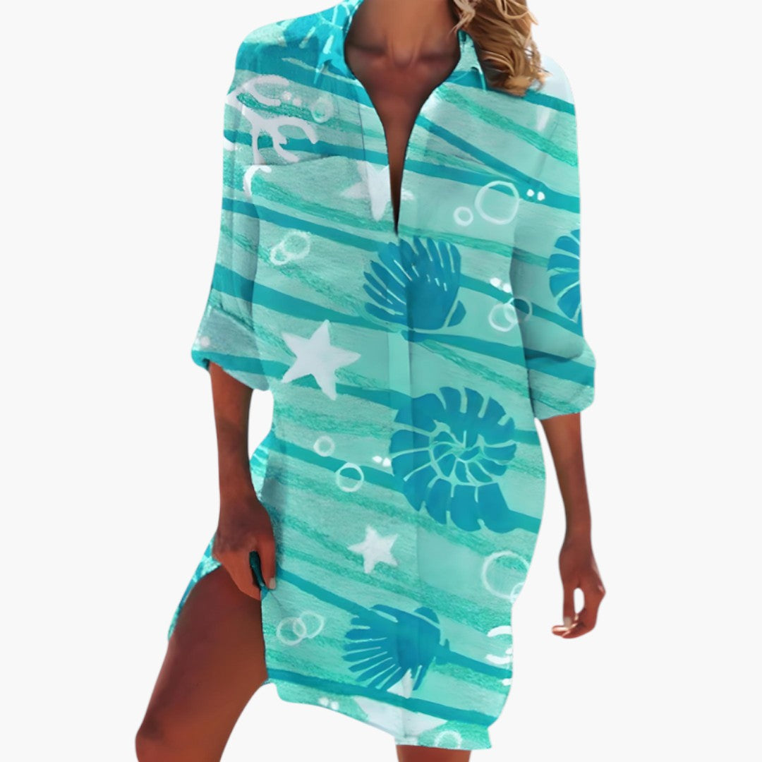 Robe Chemise Femme avec Col et Patte Boutonnée
