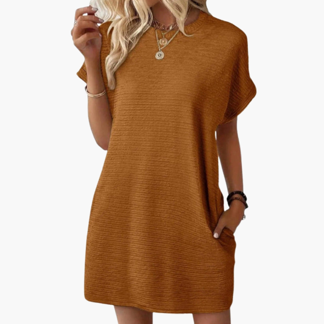 Robe Courte Femme avec Manches Retroussées